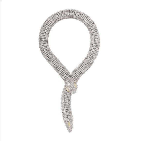 Silver Crystal Snake Serpent Rhinestone Choker Necklace - Picture 14 of 15